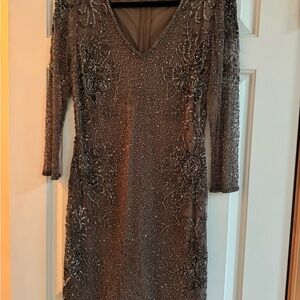 Pisarro Nights Beaded Long Sleeve Dress